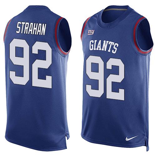 Nike Giants #92 Michael Strahan Royal Blue Team Color Men's Stitched NFL Limited Tank Top Jersey